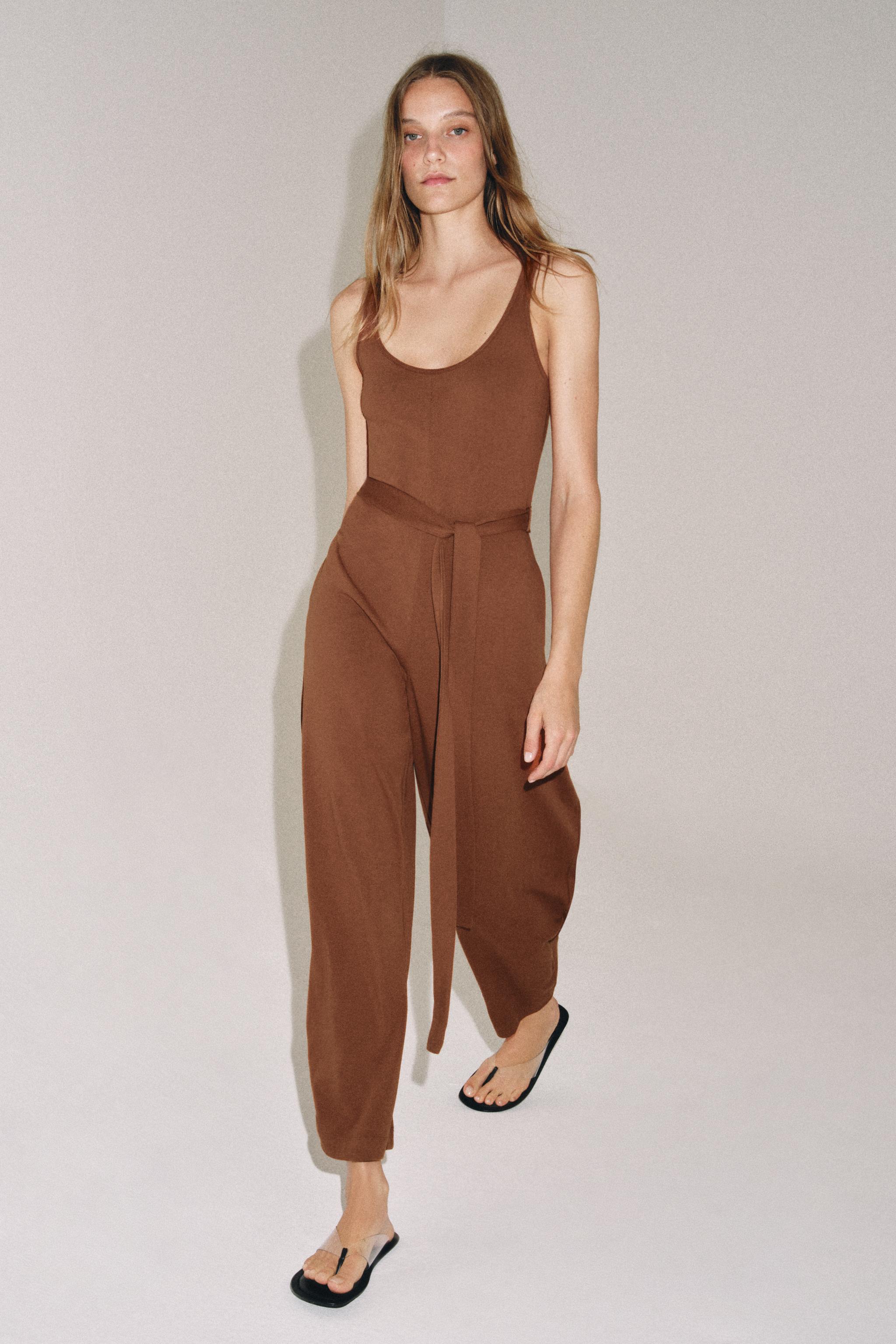 BELTED HEAVY COTTON JUMPSUIT